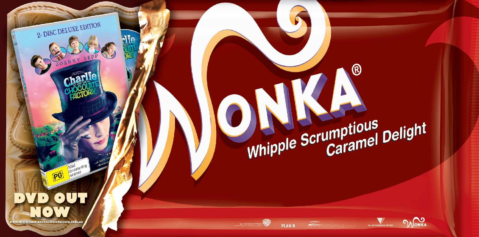 Nestlé Wonka Bars outdoor campaign for Charlie and the Chocolate Factory