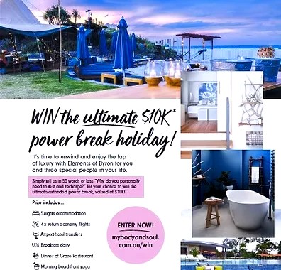 Body and Soul promotion for a luxury villa holiday at Elements of Byron