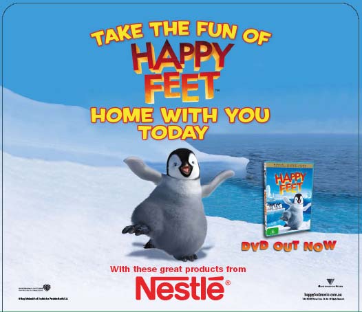 Nestlé Happy Feet DVD promotional artwork