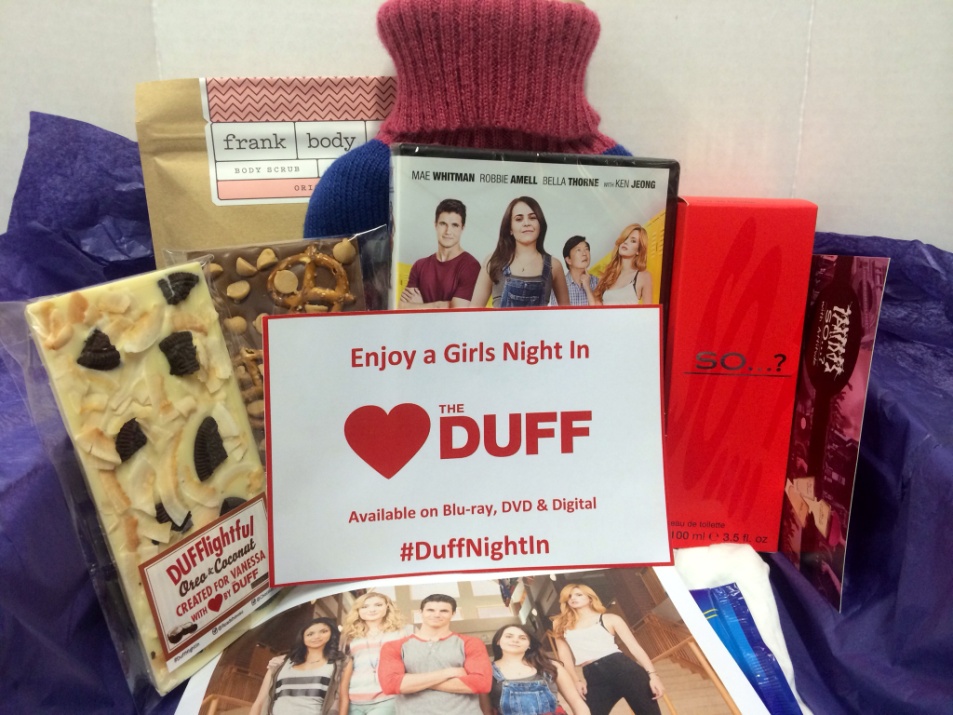 The DUFF DVD with personalised chocolate, popcorn and gifts in a night-in media pack