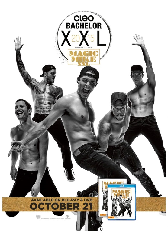 CLEO Bachelor XXL creative with film-inspired photography and Magic Mike XXL Blu-ray and DVD artwork